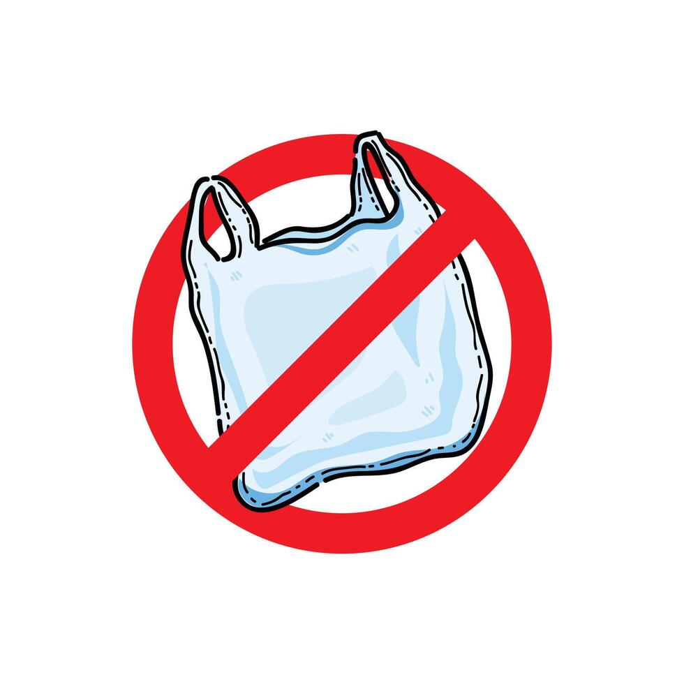 no plastic bag concept for eco and sustainable, save the earth illustration design isolated in a white background vector