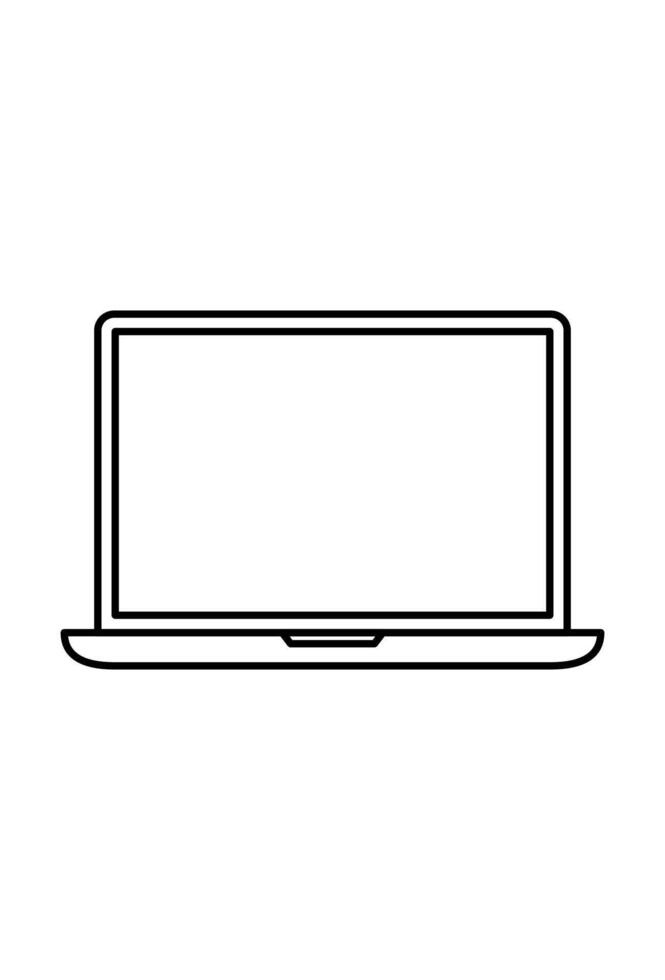 Laptop computer icon line drawing illustration design vector