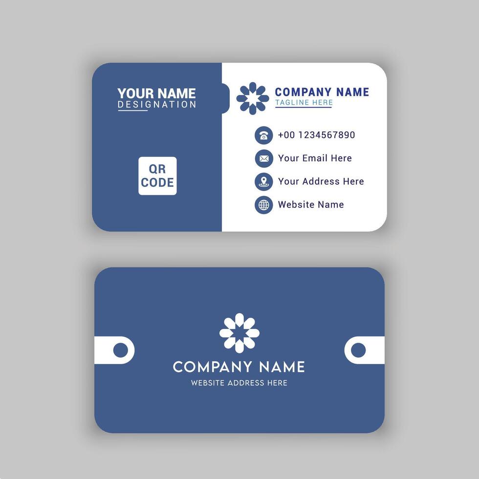 PROFESSIONAL BUSINESS CARD WITH SIMPLE DESIGN BLUE COLOUR vector