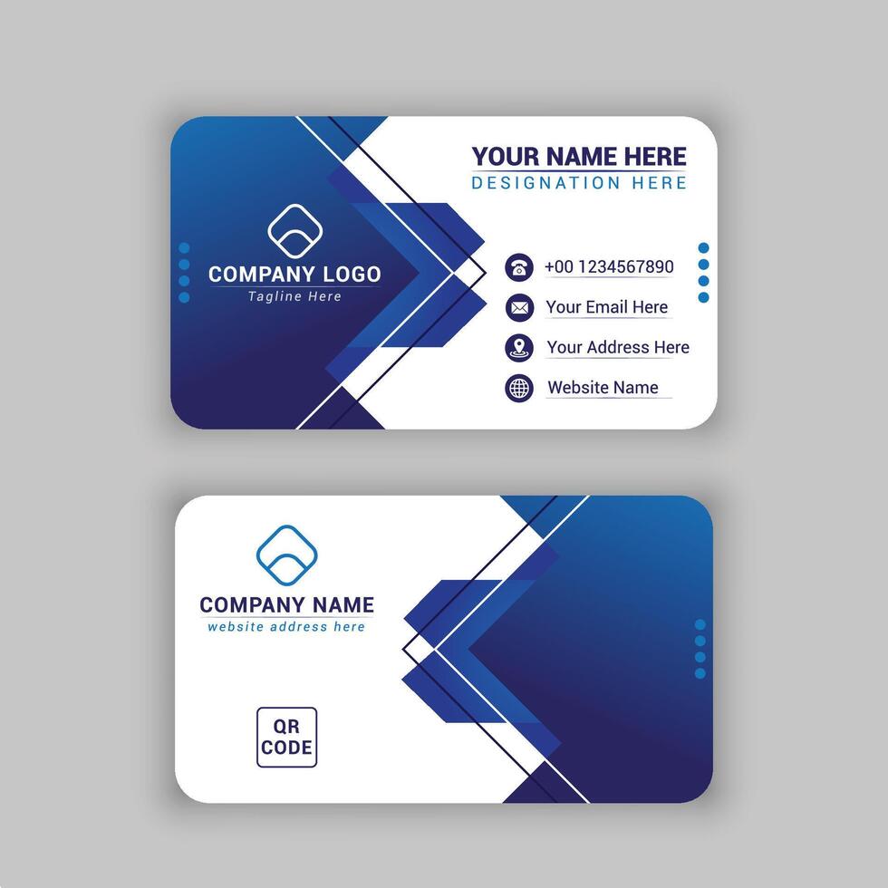 PROFESSIONAL BUSINESS CARD WITH BLUE SHAPE AND LINE vector