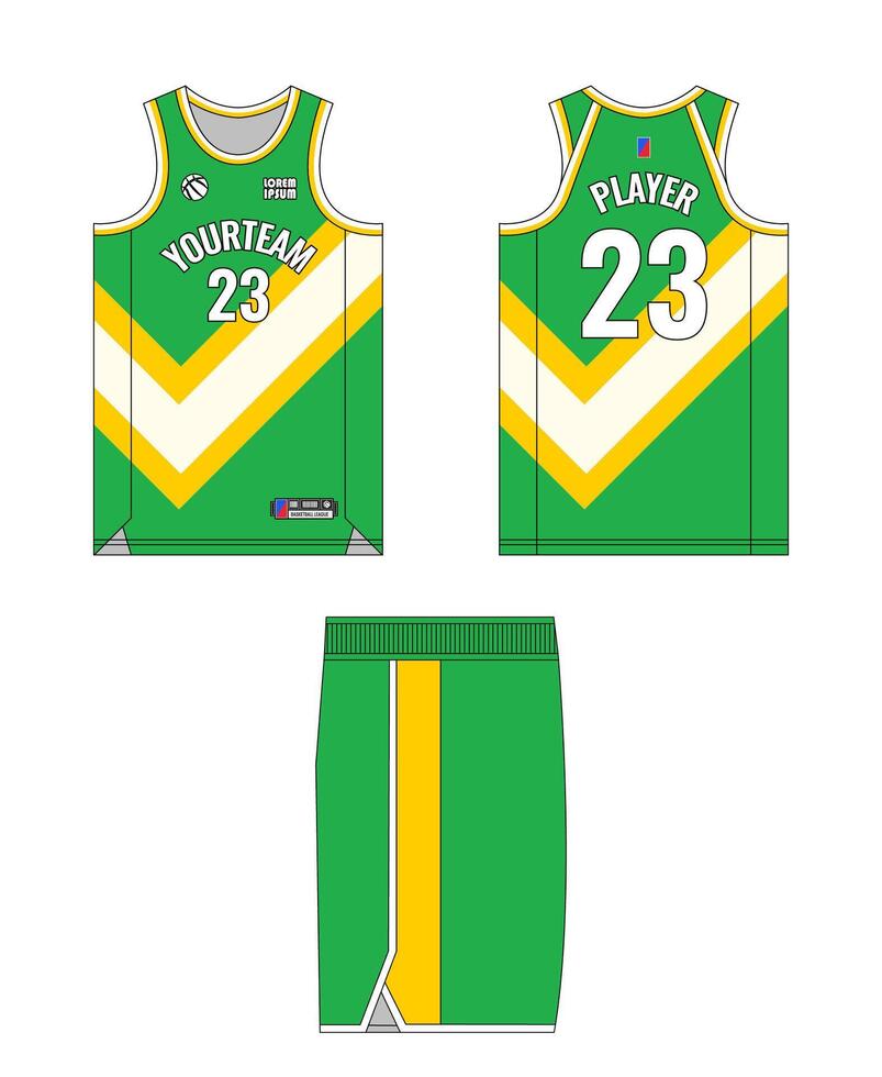 Basketball jersey template design, basketball uniform mockup design, sublimation sports apparel design, jersey basketball ideas. vector