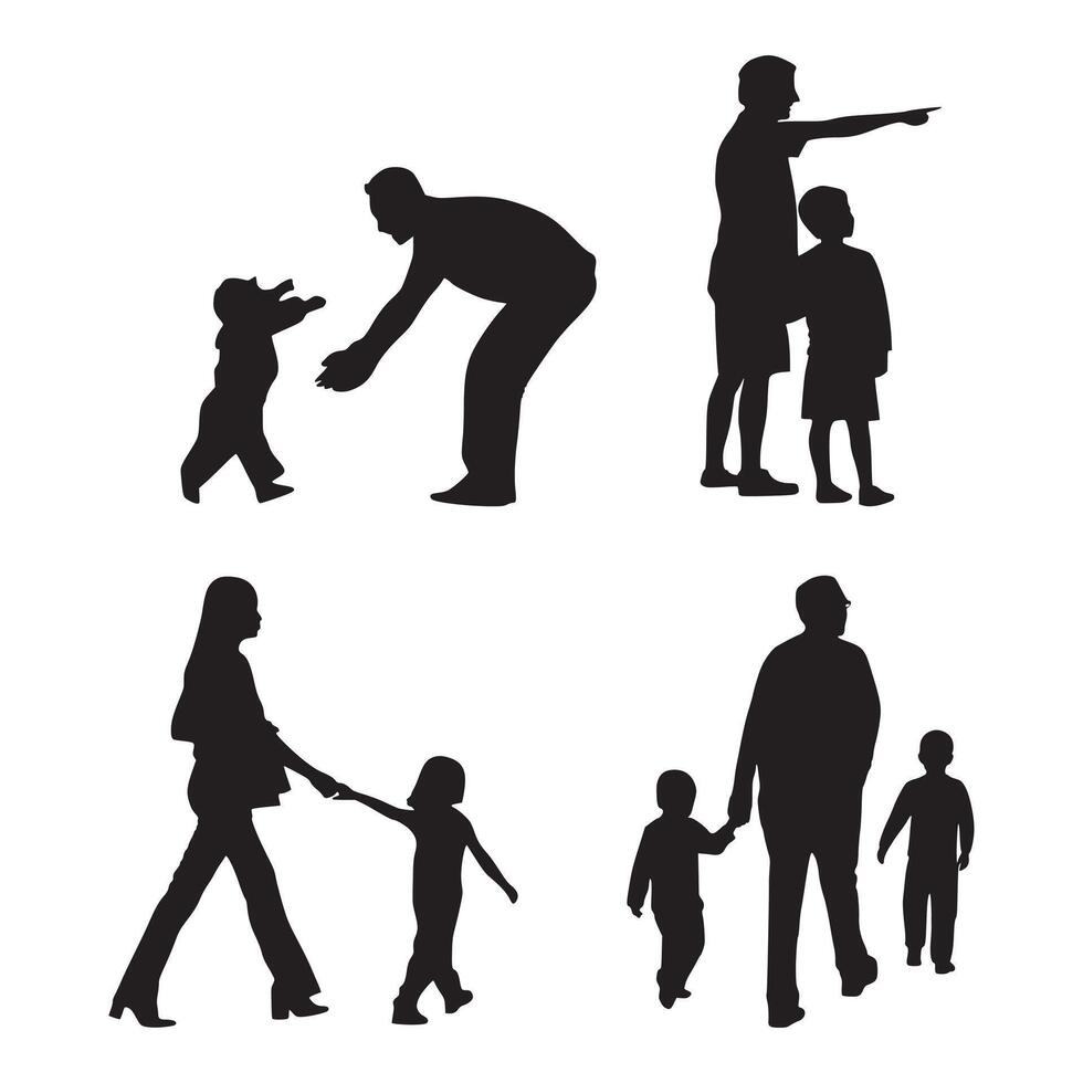 Parent with Kid Silhouette Illustration on Isolated Background vector