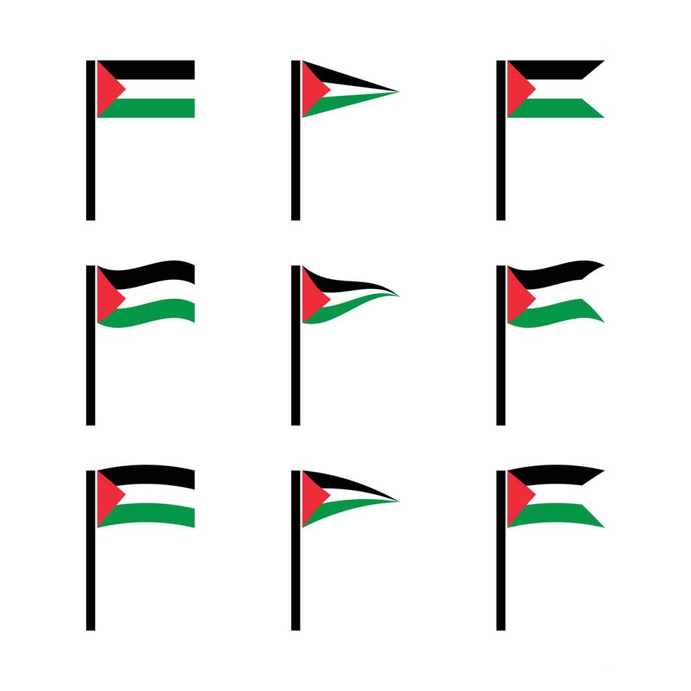 Set of Palestine Flag Icons Illustration vector