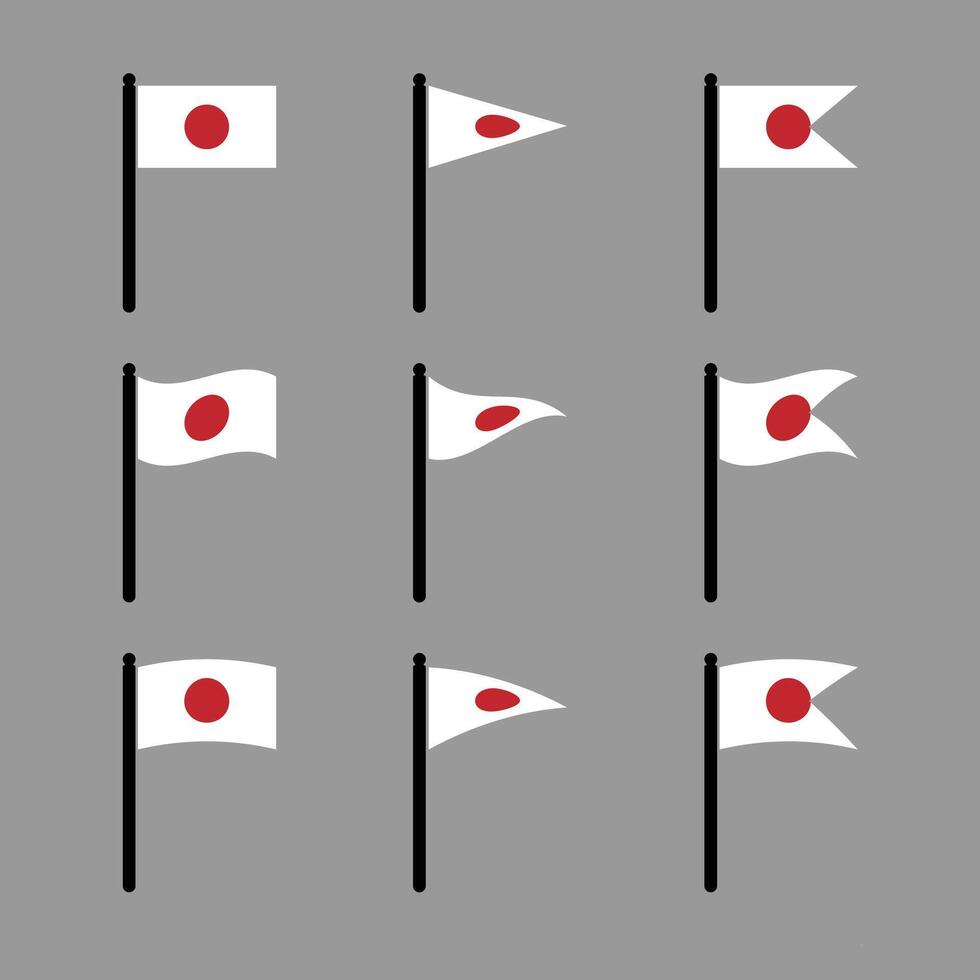 Japan Flag Icon Set Isolated Background Illustration vector