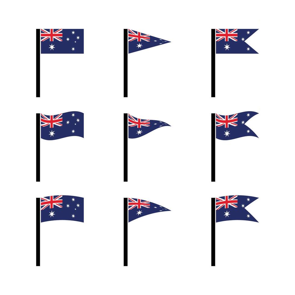 Set of Australia Flag Icons Illustration vector