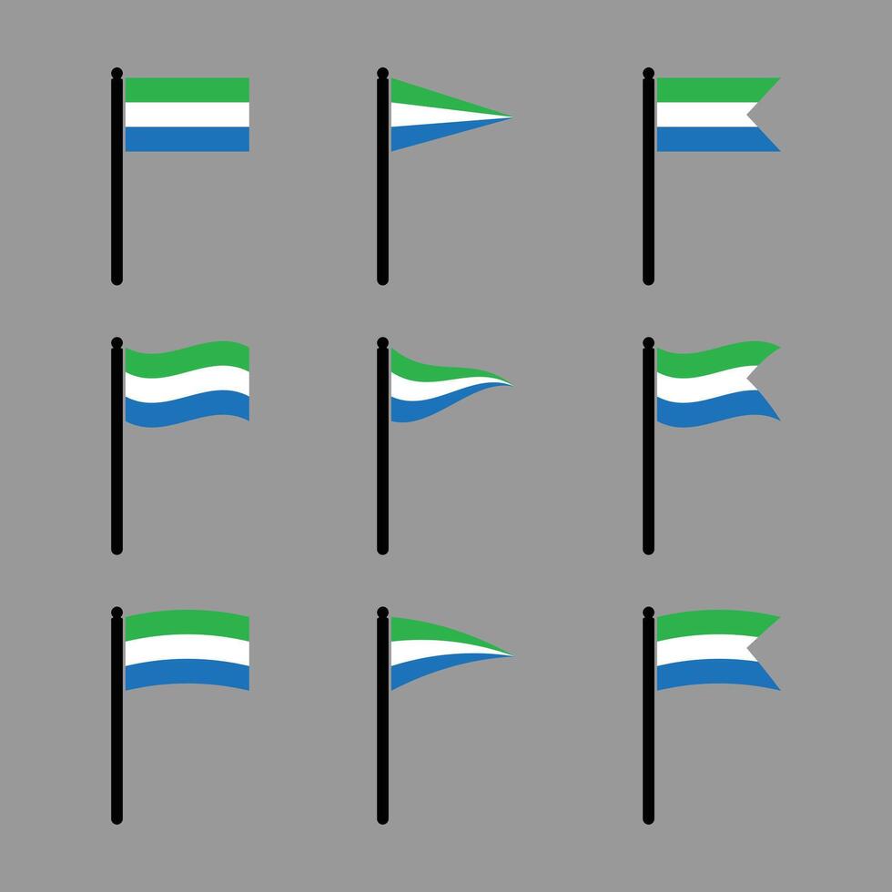 Set of Sierra Leone Flag Icons Isolated on Background vector