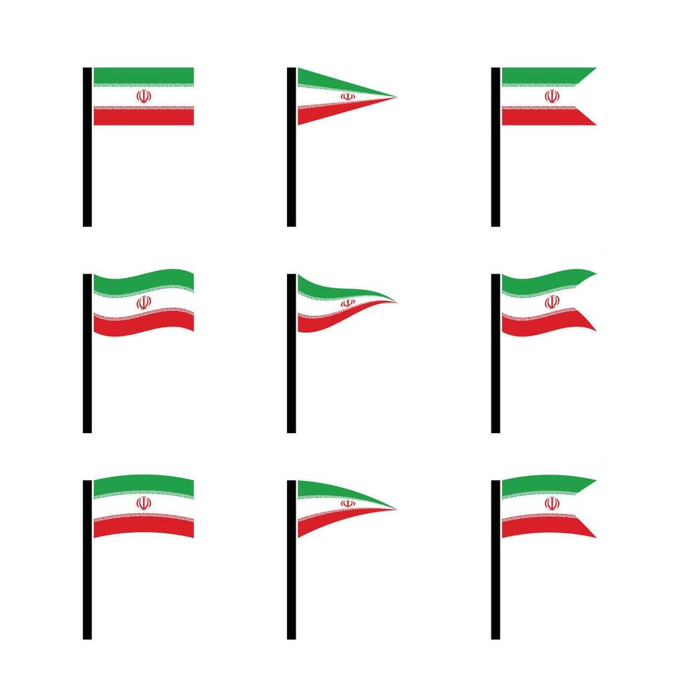 Iran Flag Icon Set on Isolated Background vector