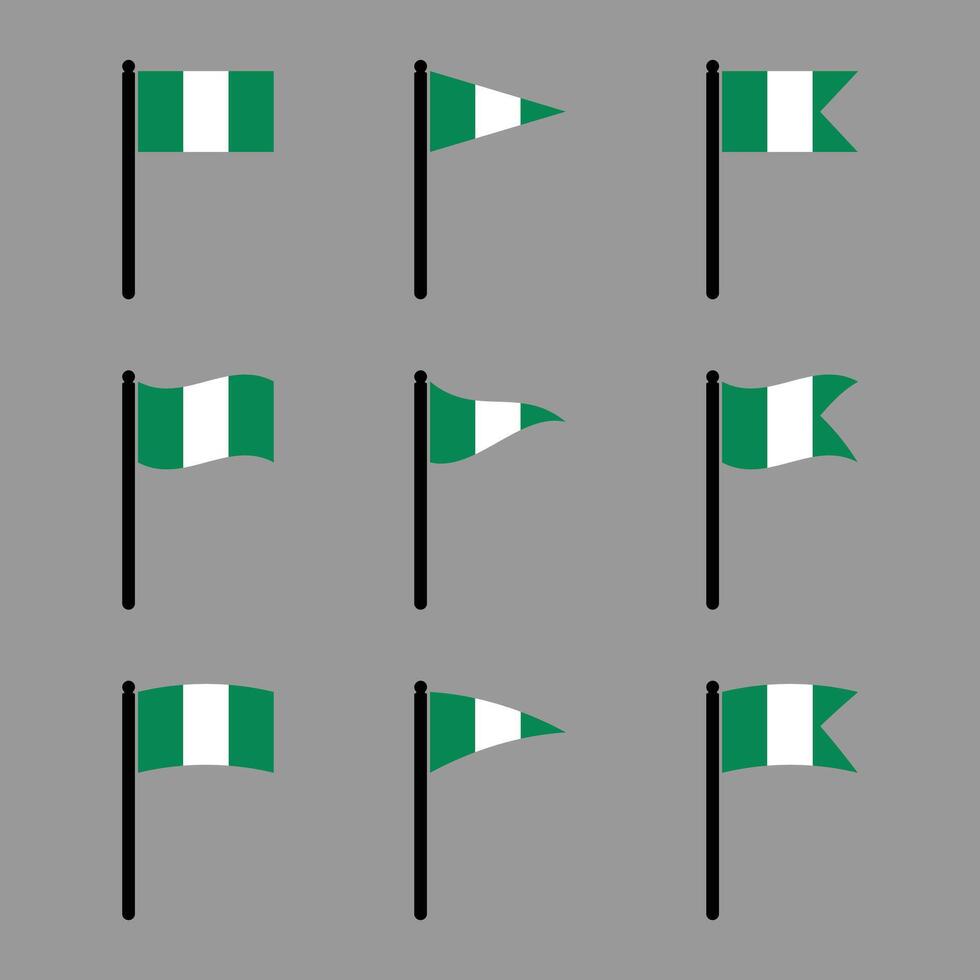 Set of Nigeria Flag Icons Isolated Background Illustration vector