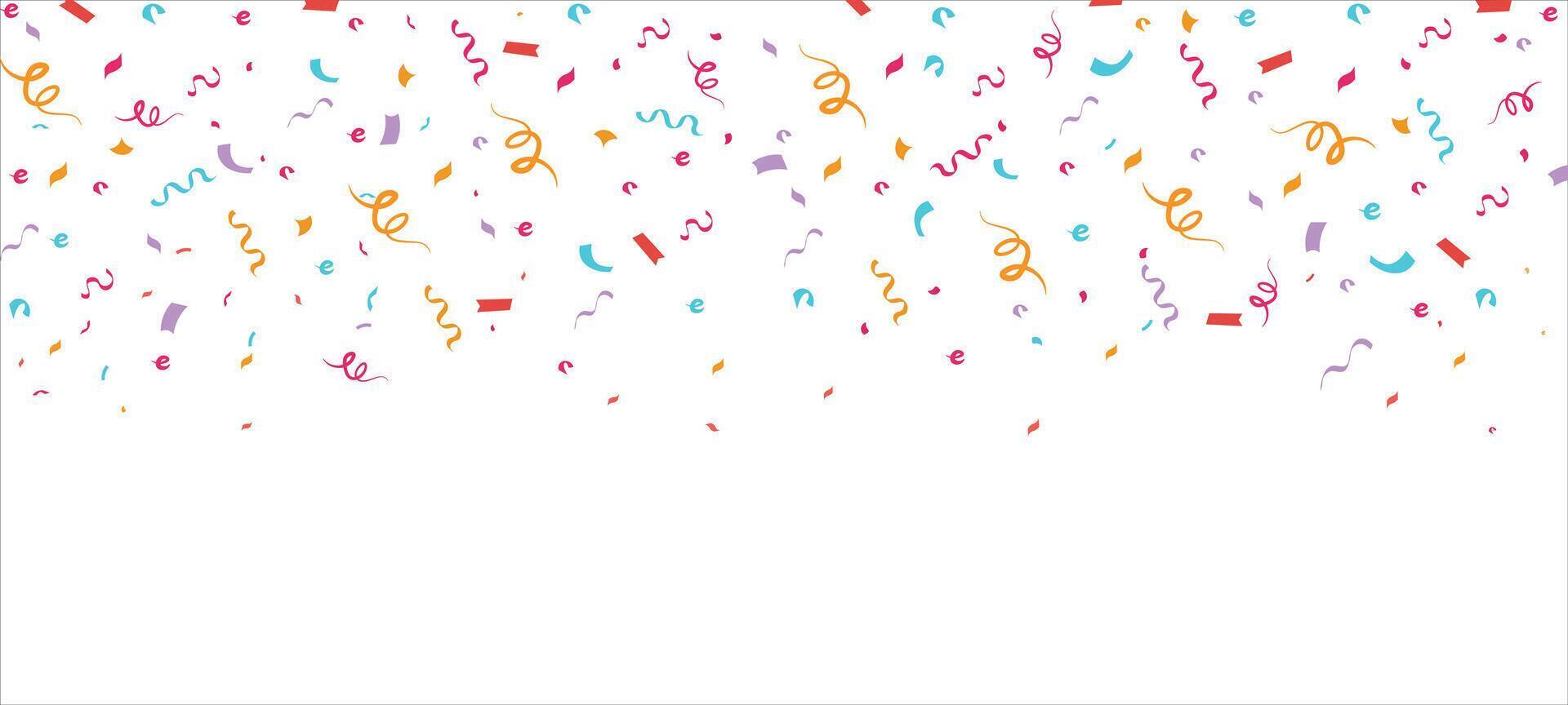 Colorful confetti banner background with colorful serpentine ribbons, Surface pattern design. Great for a birthday party, Anniversary, event celebration, invitation, greeting ,or decor. vector