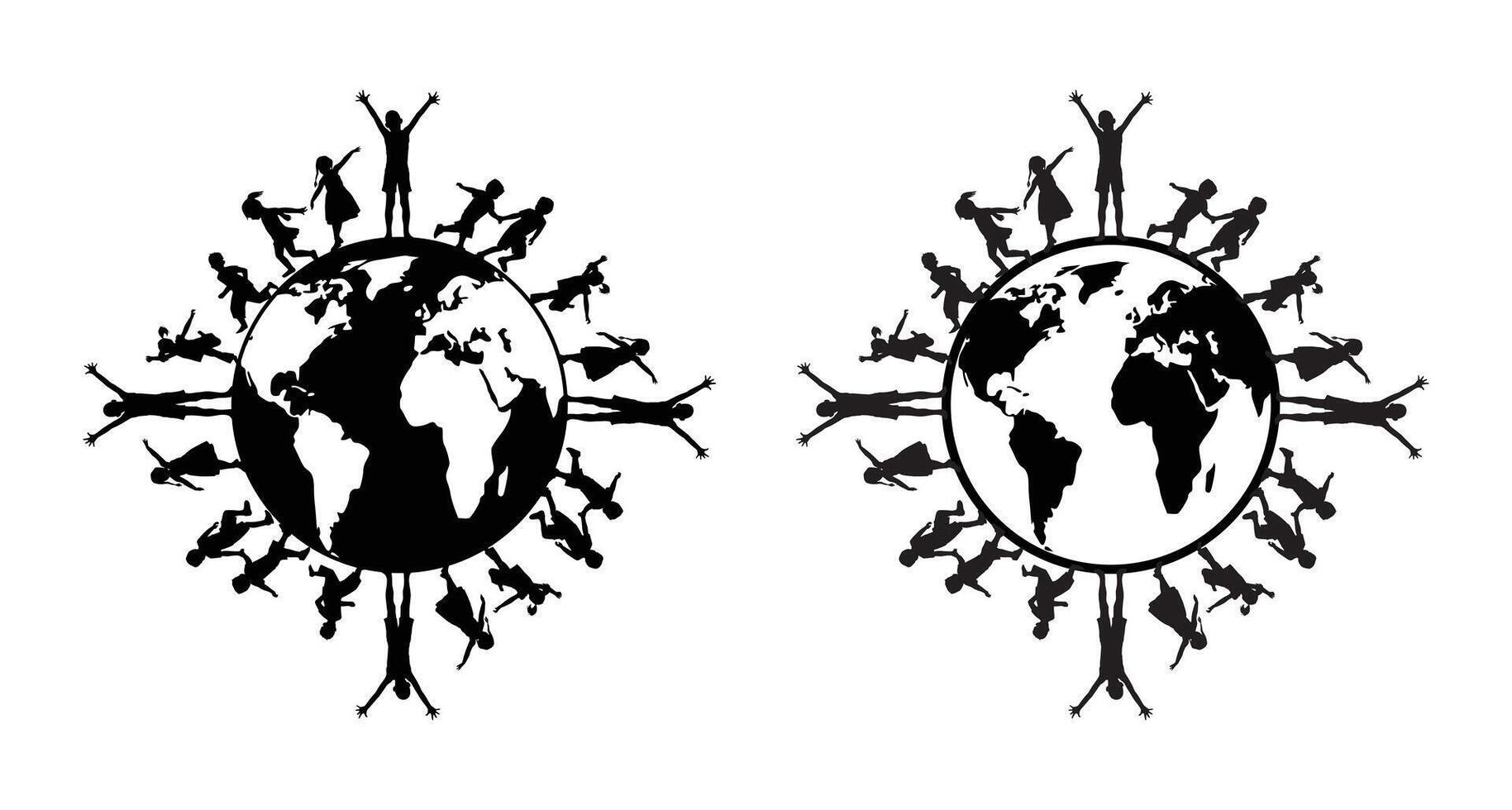 Kids Around the World Illustration with Earth vector