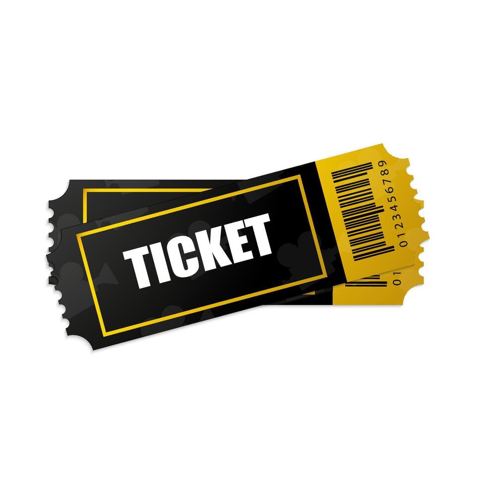 Two vintage tickets template on dark background with yellow accents. For excursion routes, retro parties and clubs and other projects. Just add your own text. vector