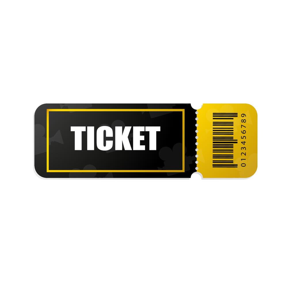 Vintage ticket template on dark background with yellow accents. For excursion routes, retro parties and clubs and other projects. Just add your own text. Can be used for printing. vector