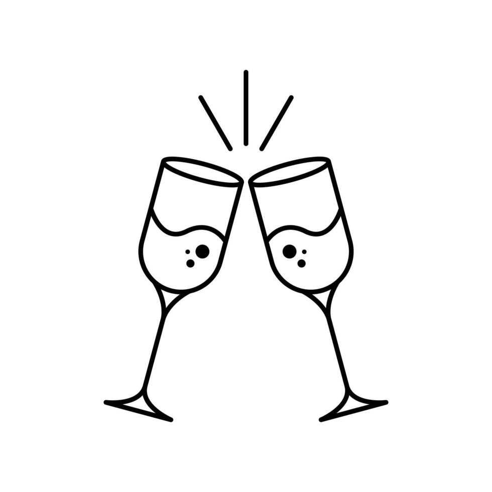 two glasses with champagne design template vector