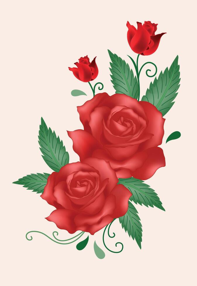 3d rose flower art vector