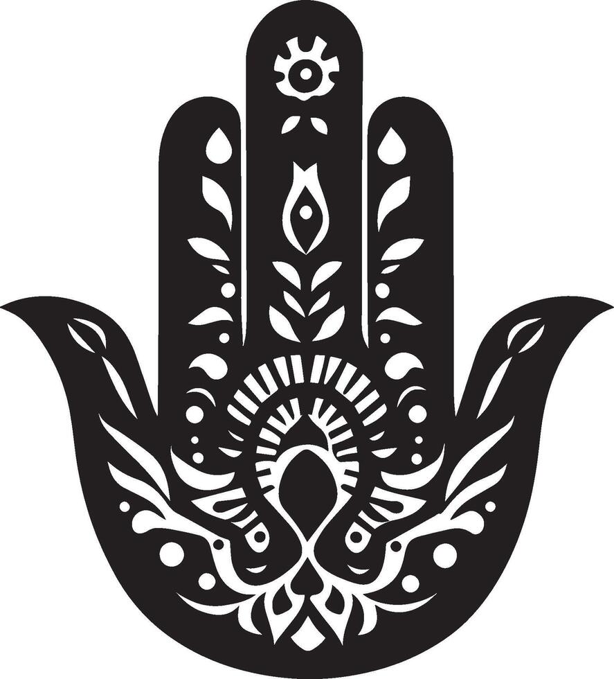 Hamsa icon silhouette palm vector