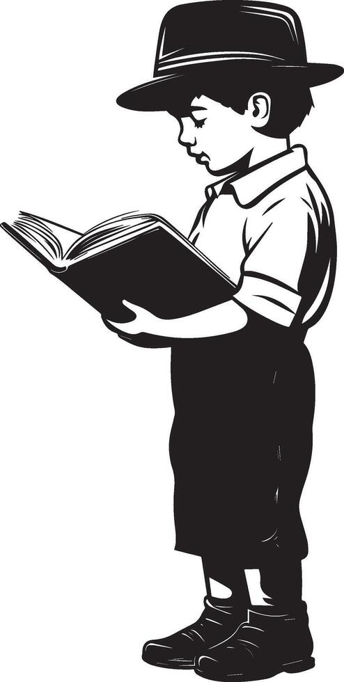 Jewish boy reading book icon vector