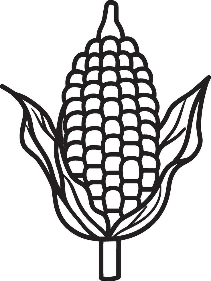 Corn clean simple linear outline black vector