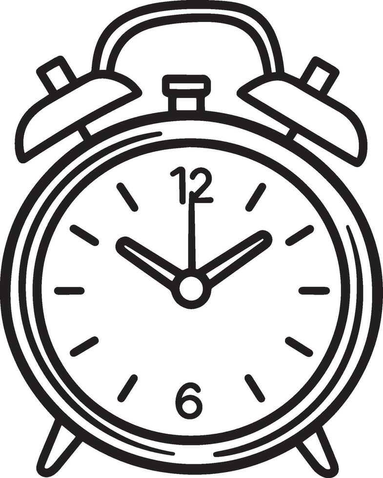 Alarm clock clean simple linear outline black vector