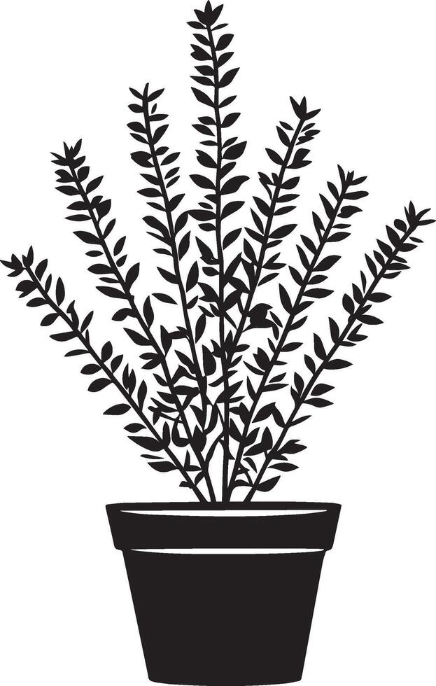 a black and white illustration of a plant in a pot vector