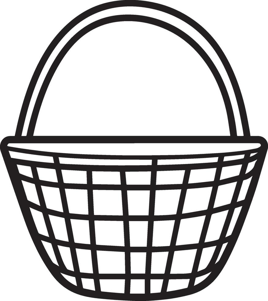 Linear basket clean simple linear outline black vector