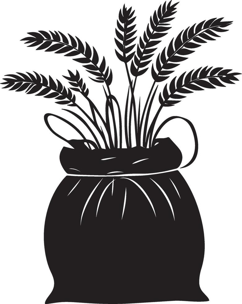 Wheat in bag silhouette vector