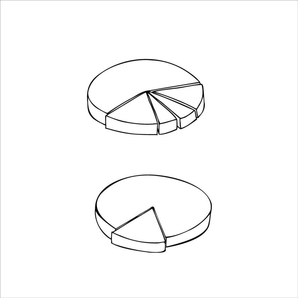 Business analytical volumetric ring pie chart divided into some sectors for illustrate business ideas. Infographic design template drawn by hand in black ink. illustration for presentation. vector