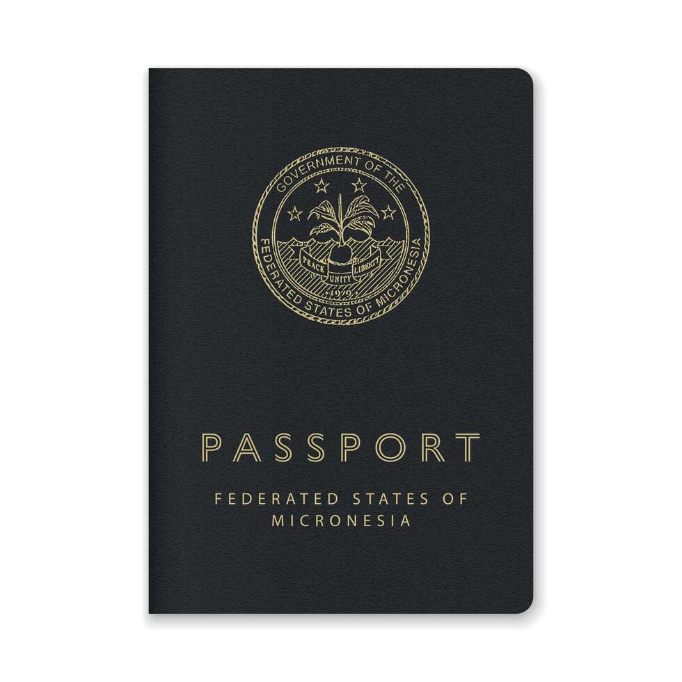 Micronesia Passport Cover with Gold Emblem and Text vector