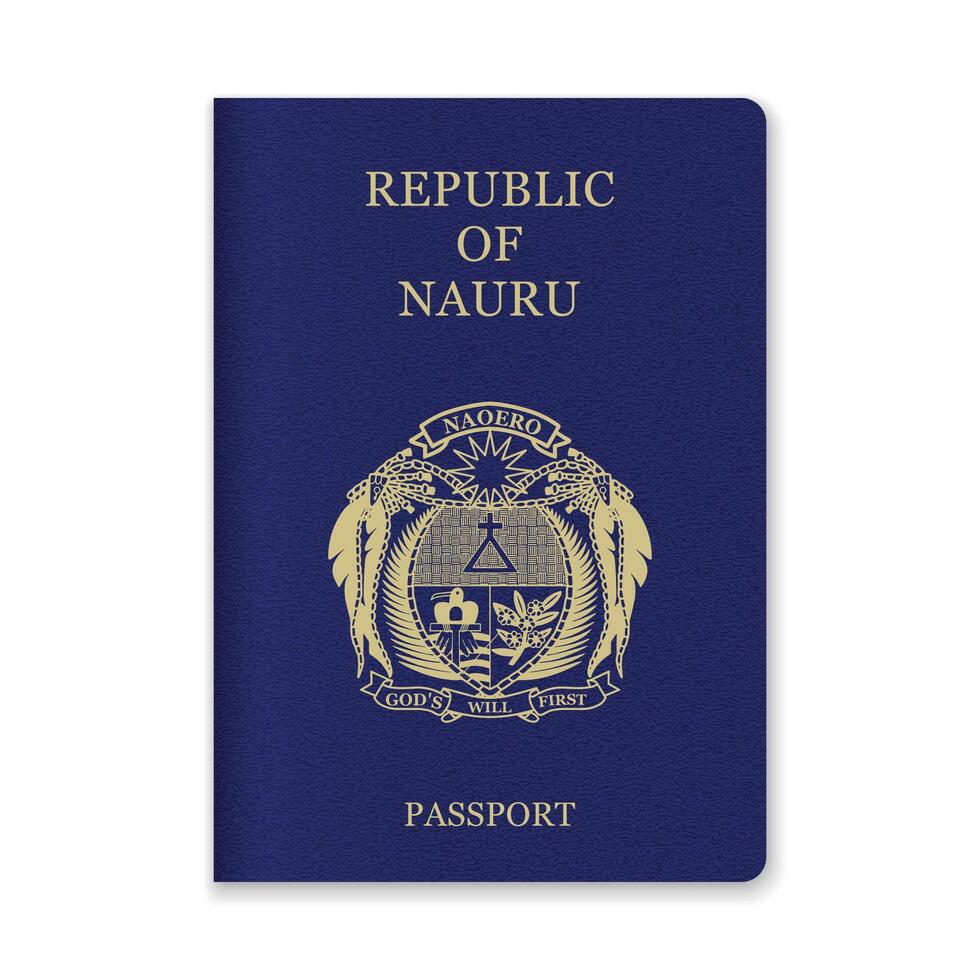 Nauru Passport Cover with Gold Emblem and Text vector
