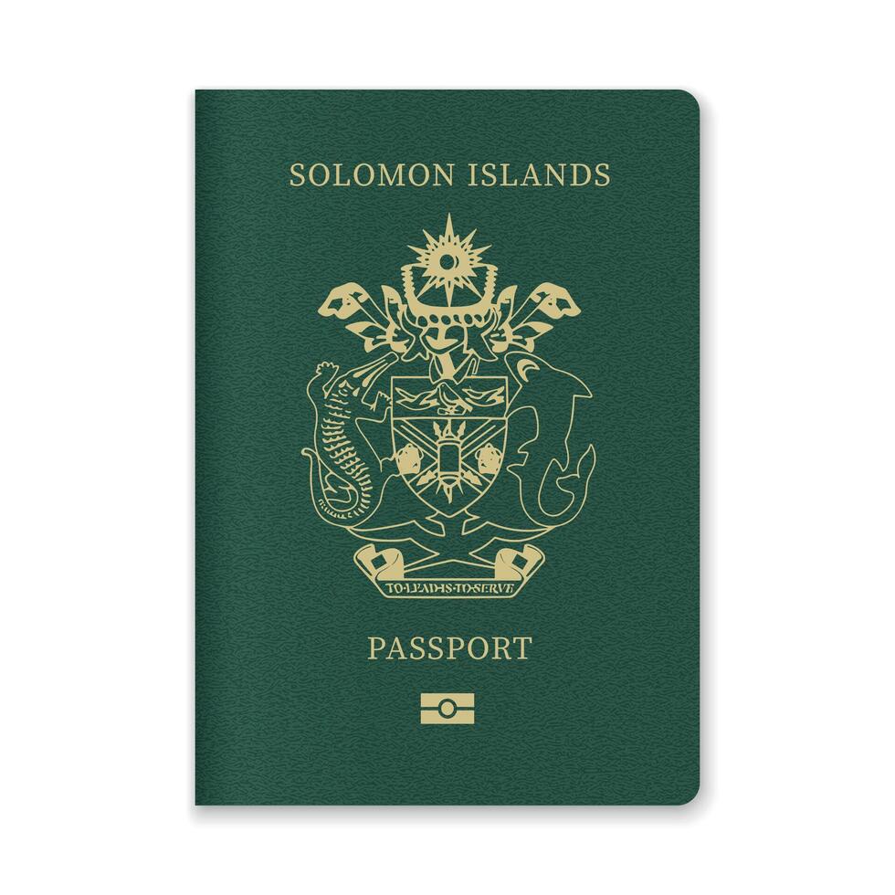 Solomon Islands Passport Cover with Gold Emblem and Text vector