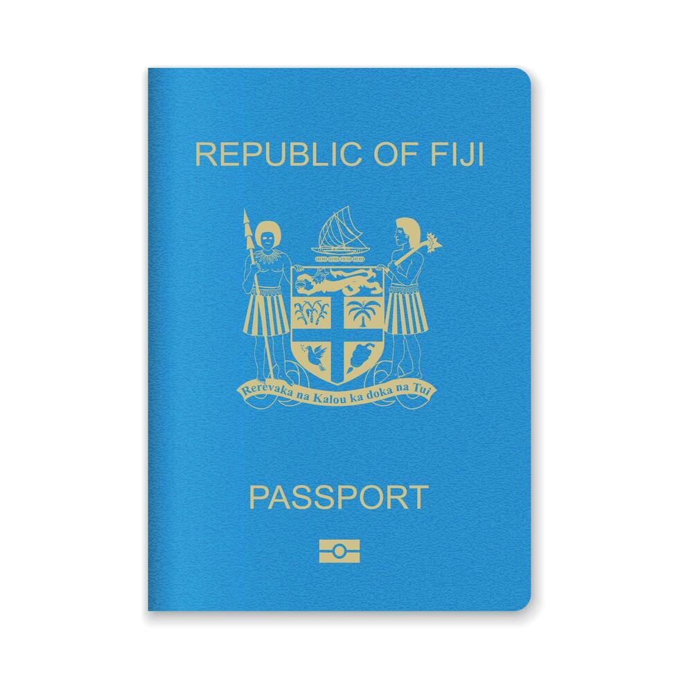 Fiji Passport Cover with Gold Emblem and Text vector