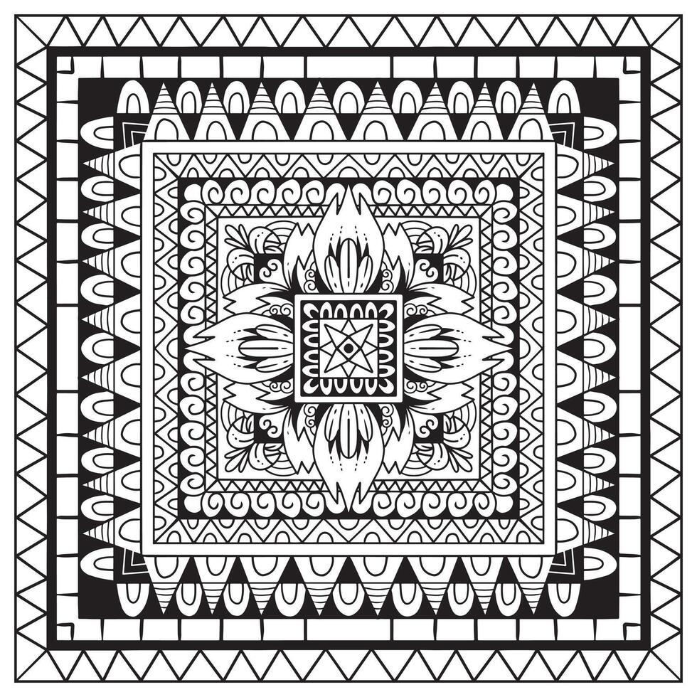 line art illustration of geometric ethnic pattern for coloring book vector