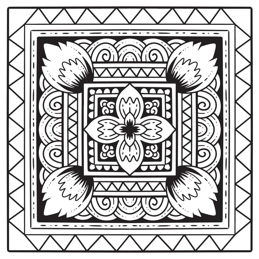 geometric abstract illustration for coloring book. Mandala style vector