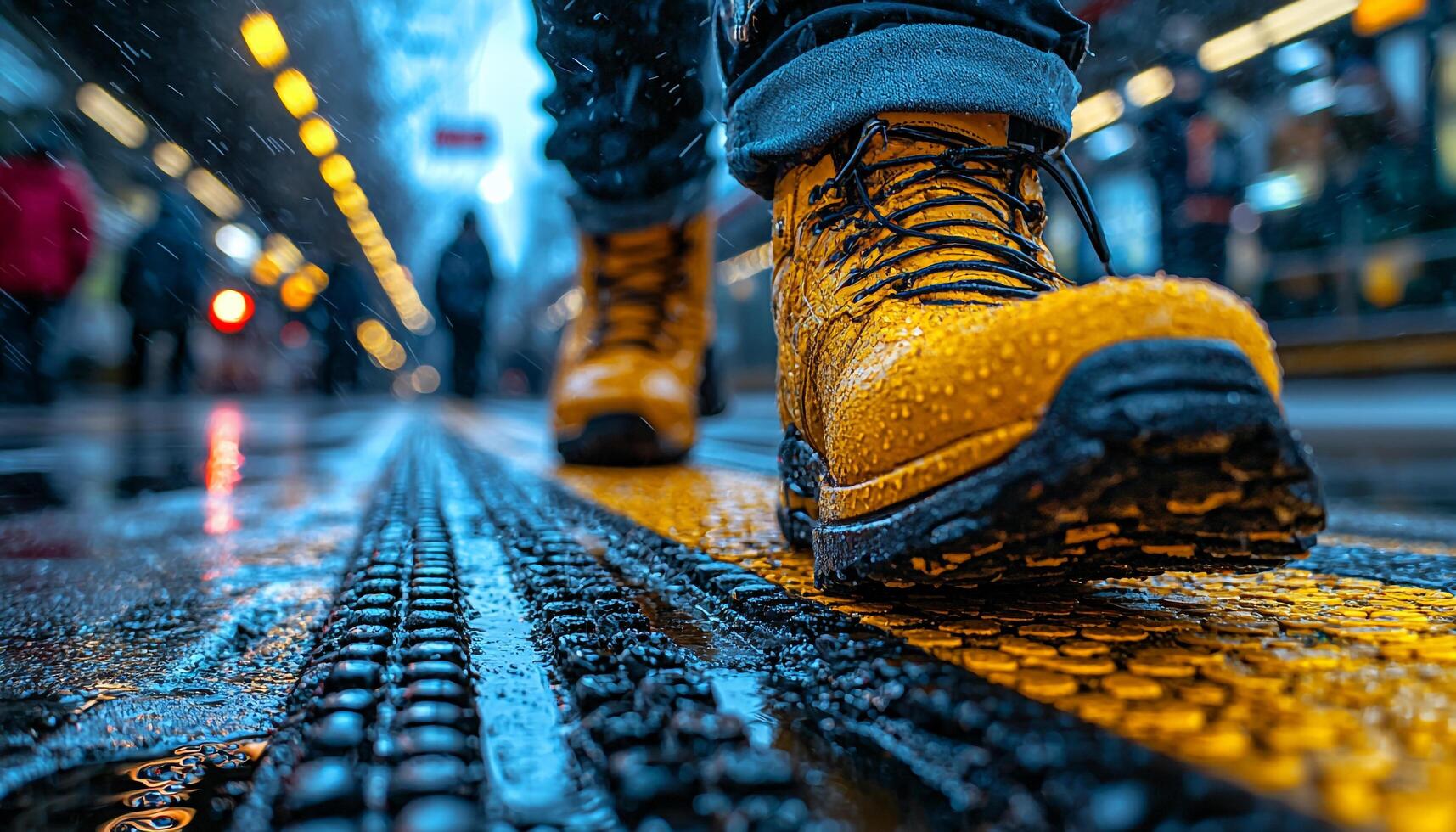 Running athlete in wet city night, speed motion generated by AI photo