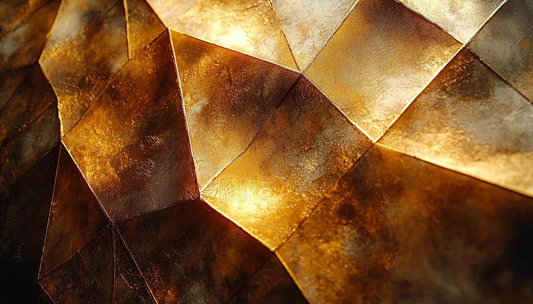 Bright gold geometric shape on dark backdrop, futuristic elegance generated by AI photo
