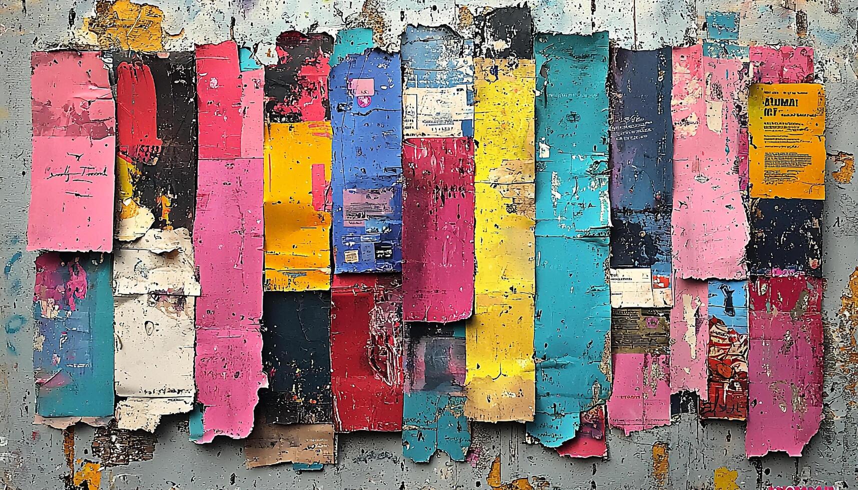 Old, damaged wall with vibrant colors and patterns generated by AI photo