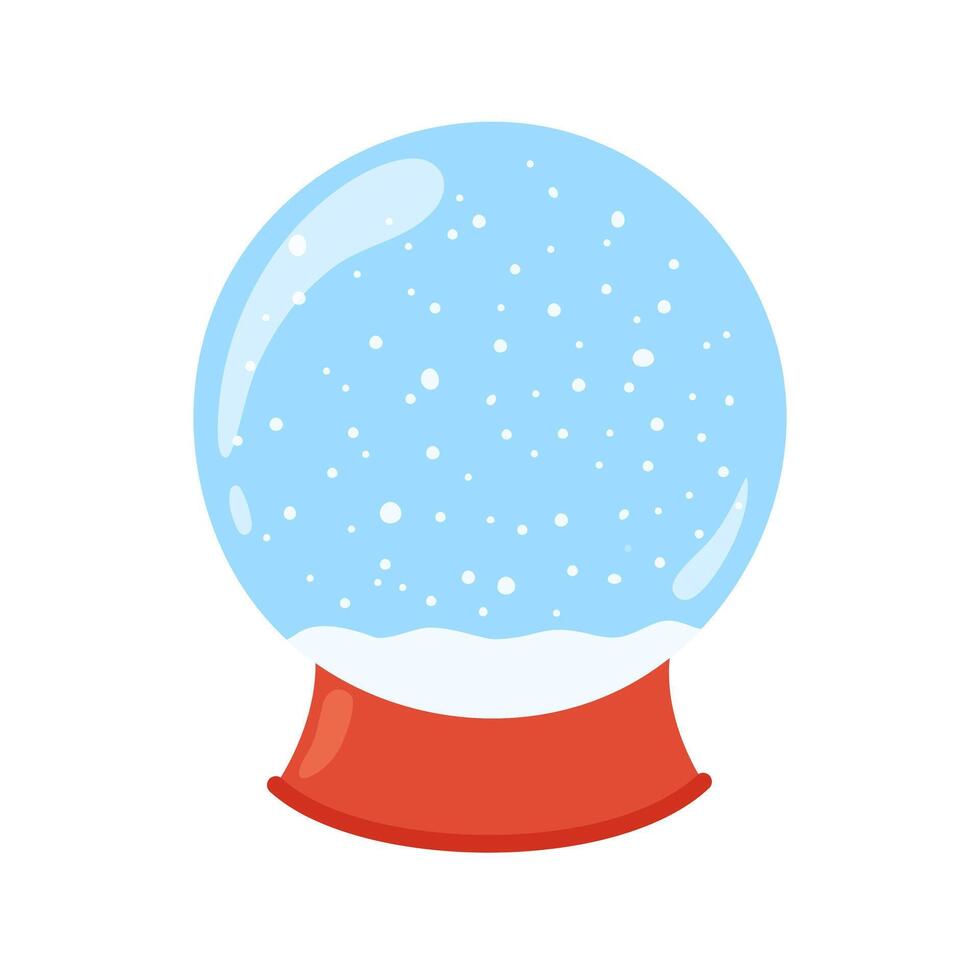 Glass snow ball isolated. Flat illustration of snow globe. Cute winter holidays symbol vector