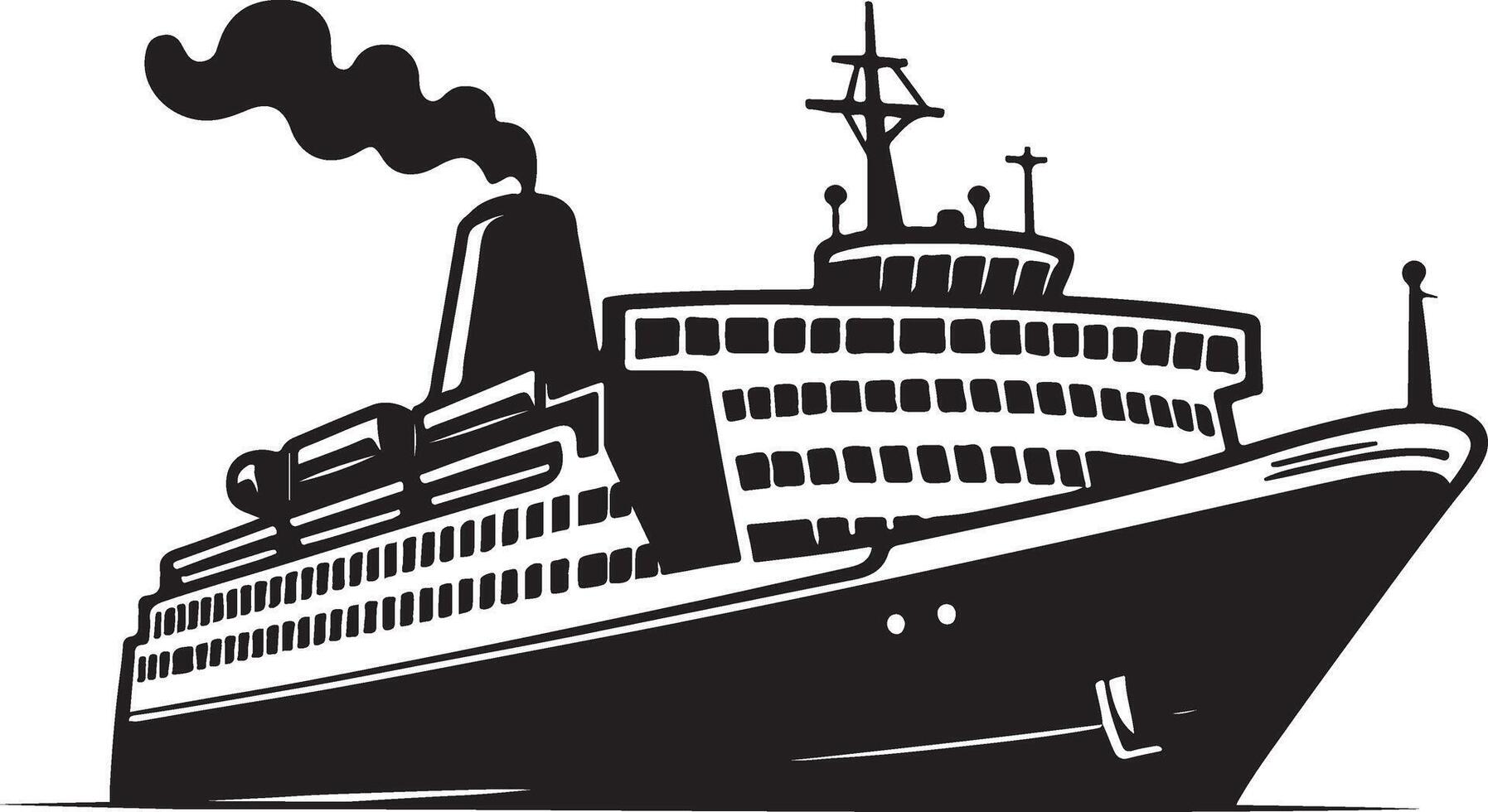 Ferry silhouette, black color vector