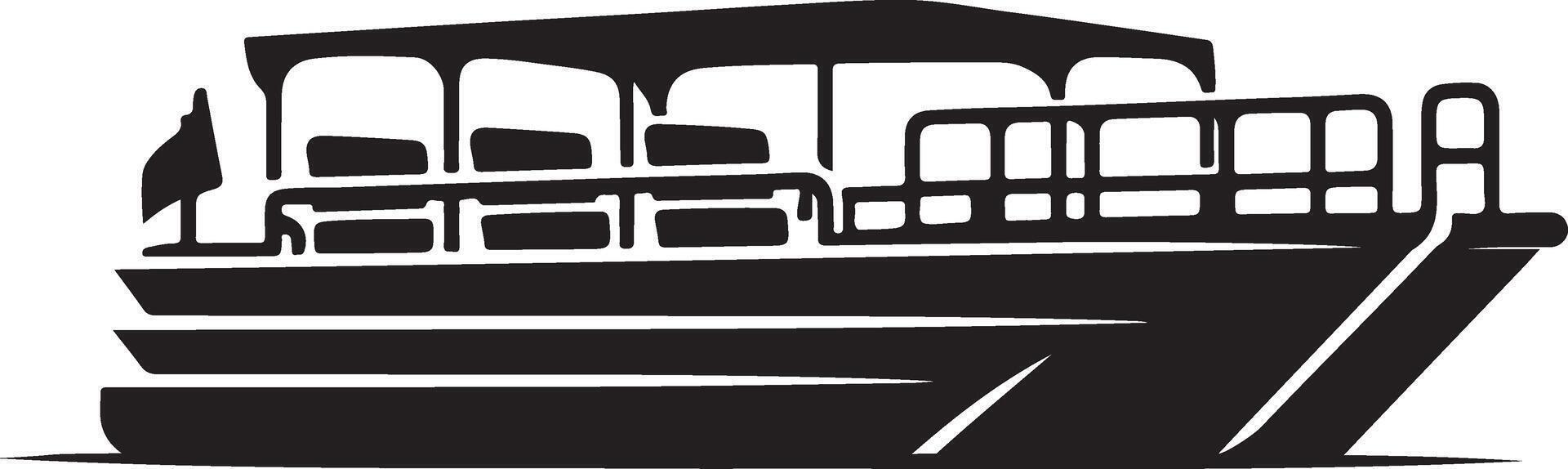 Pontoon boat silhouette, illustration black color vector