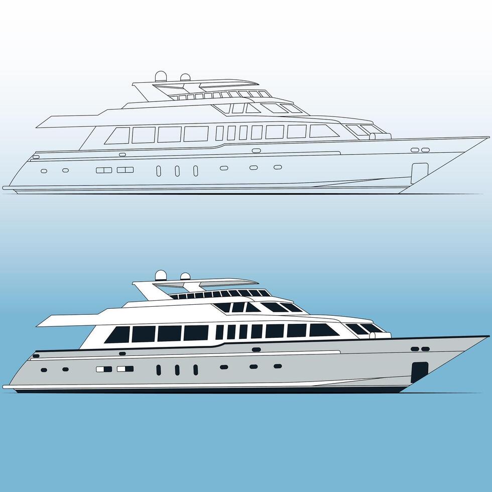 Yacht , side view illustration on background vector