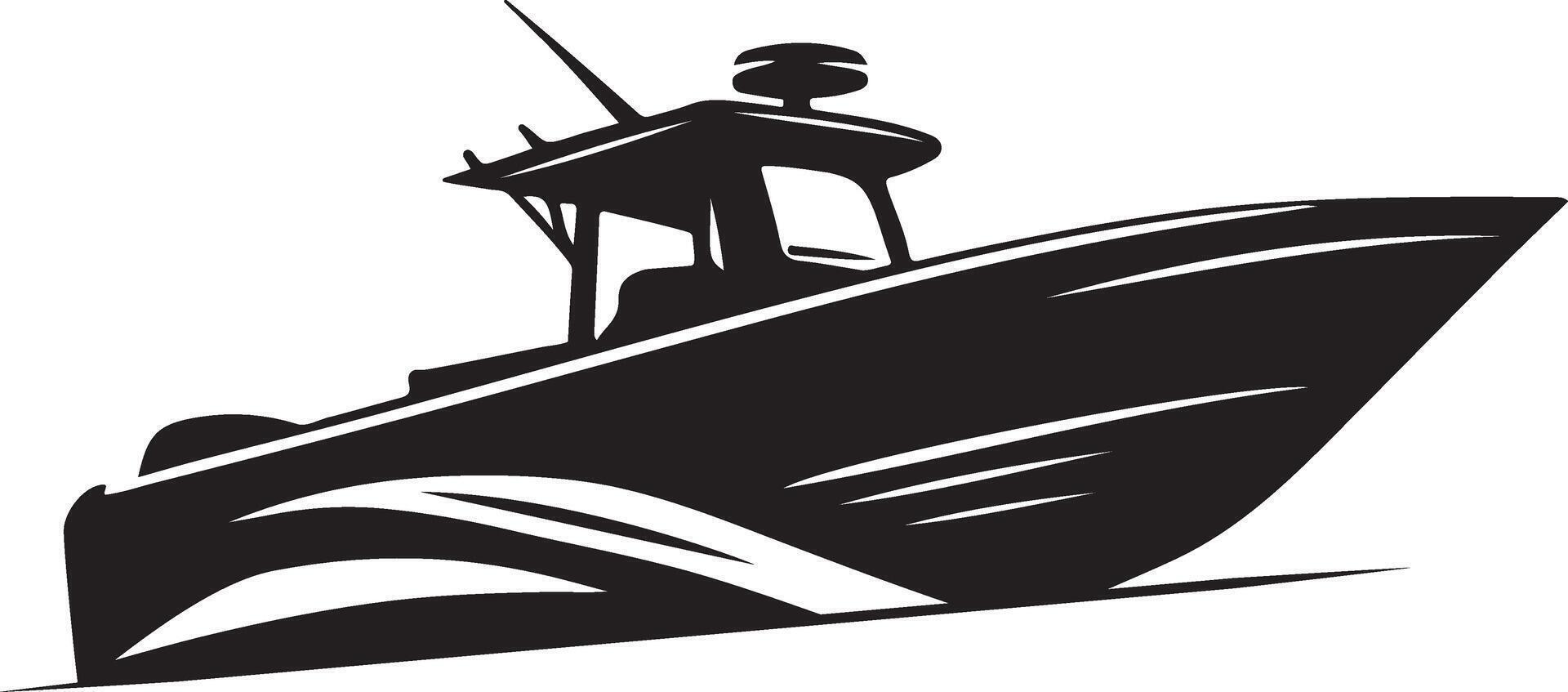 Fishing boat silhouette, black color vector