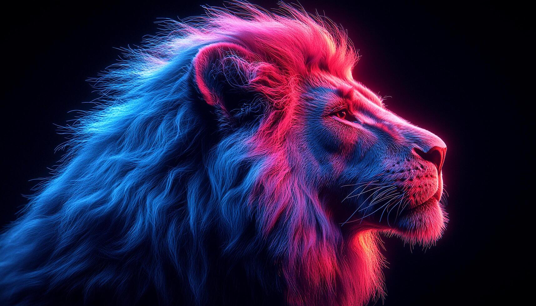 majestic lion with fur and mane looking away generated by AI photo