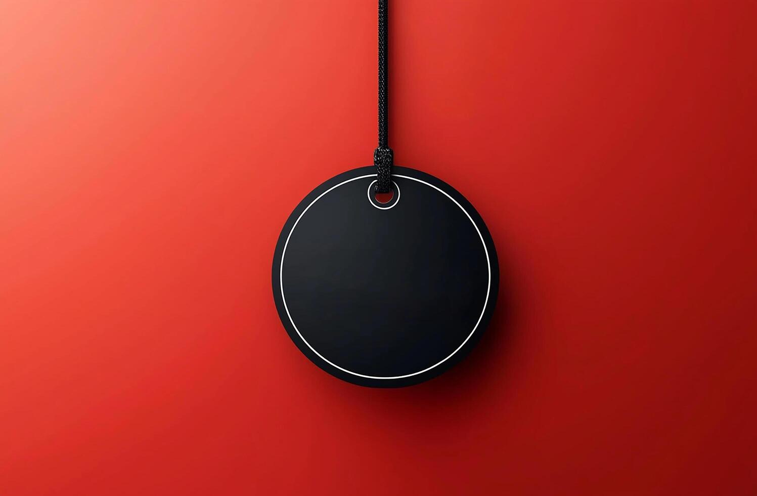 Empty space hanging with metal and paper label generated by AI photo