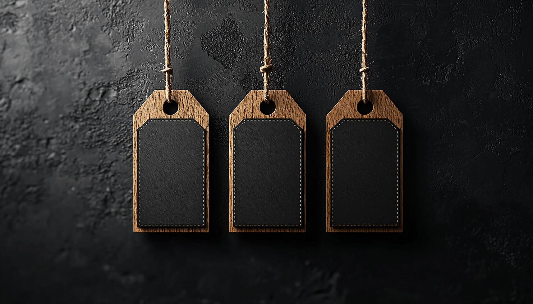 Price tag hanging on empty cardboard retail display generated by AI photo