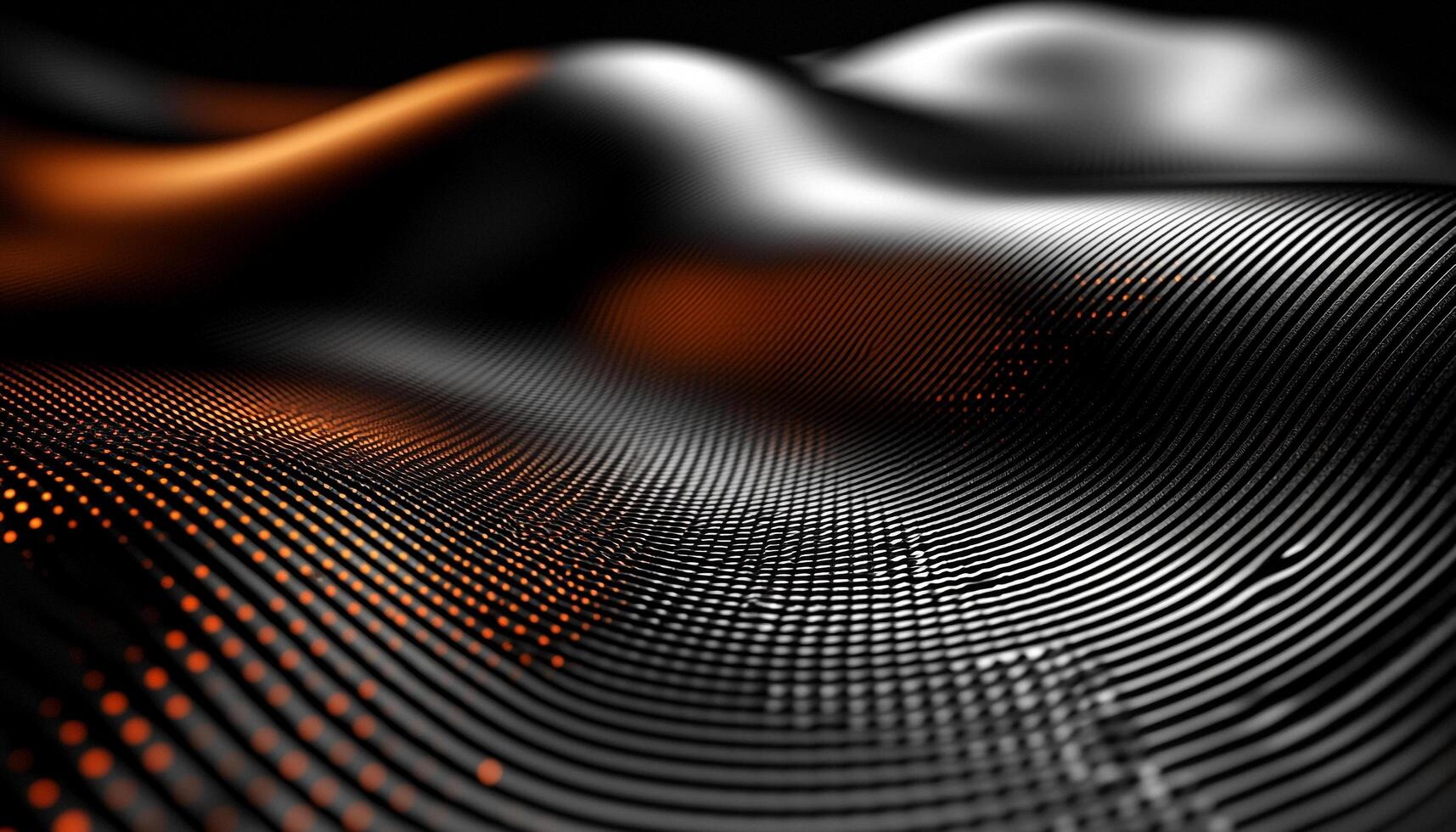 Smooth shiny metallic wave pattern in futuristic backdrop generated by AI photo