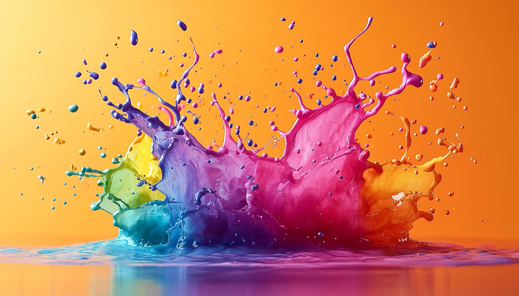 Vibrant colors splashing wet paint, messy illustration backdrop generated by AI photo