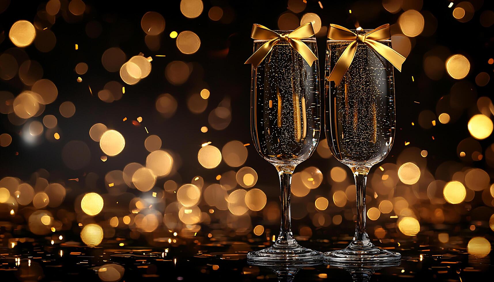 Champagne celebration at night, drink, party, decoration, romance generated by AI photo