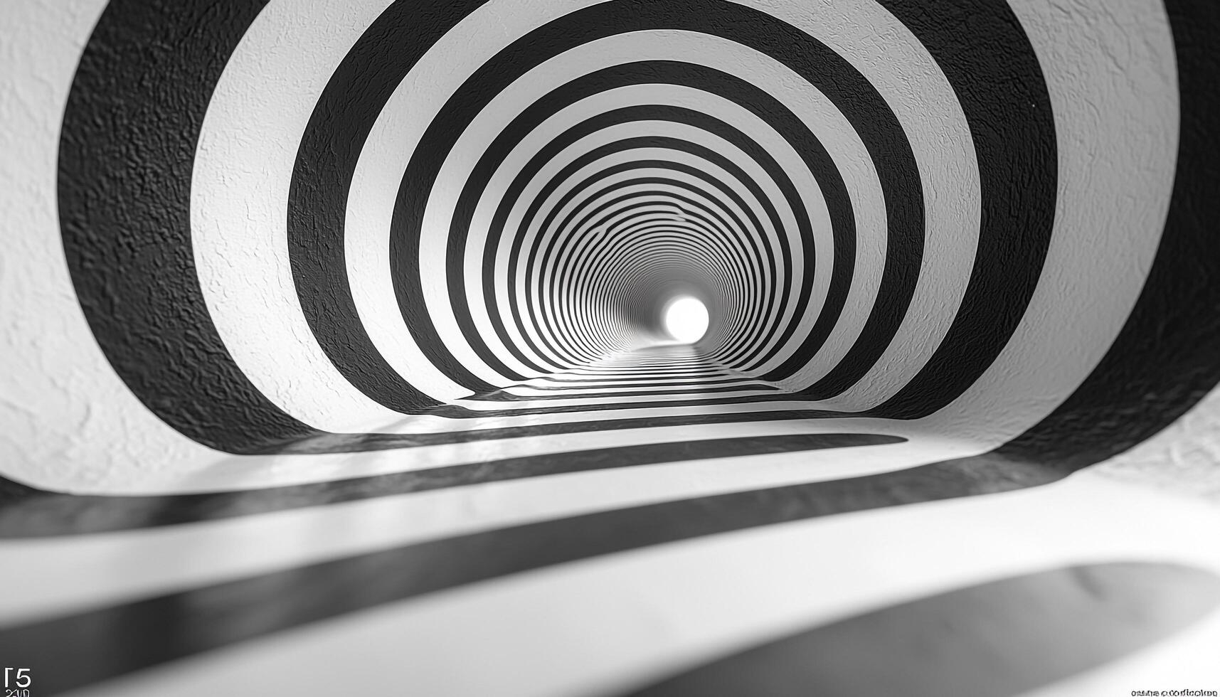 Spiral striped corridor, modern geometric shape spinning technology generated by AI photo