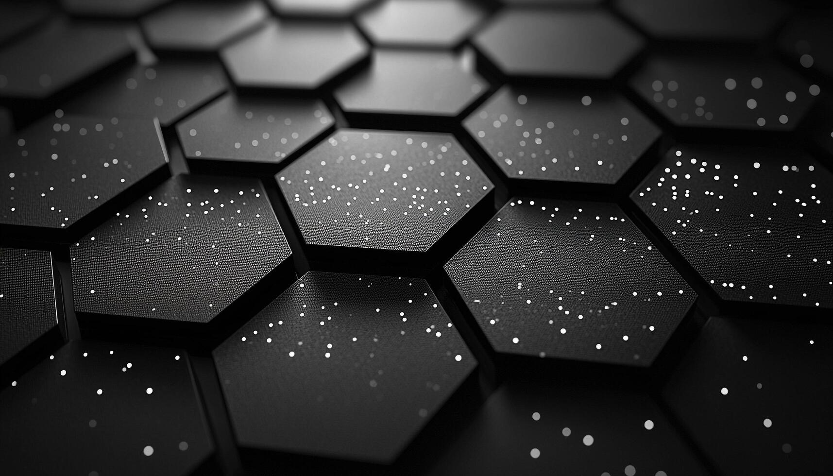 Bright futuristic geometric shapes glowing in dark space generated by AI photo