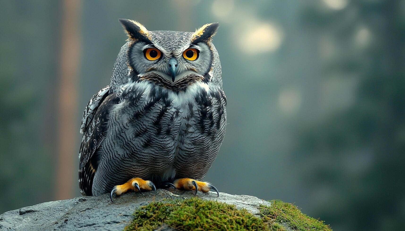 majestic eagle owl perching on snowy tree branch generated by AI photo