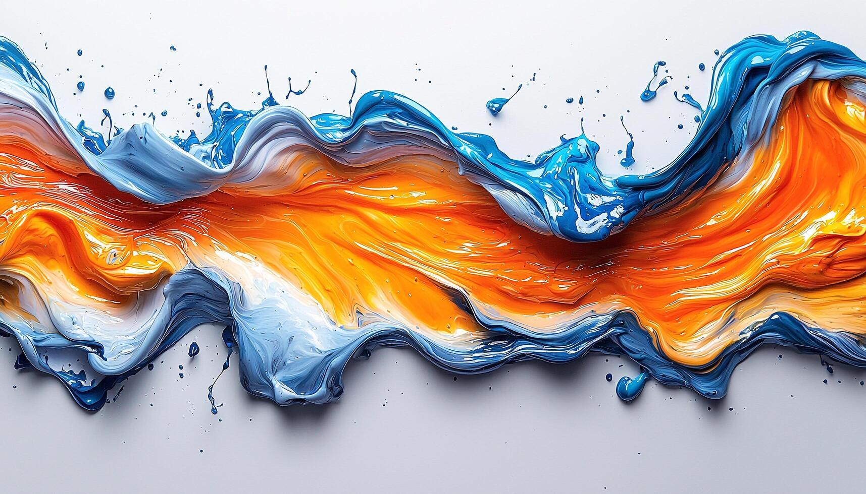Vibrant colors mixing in liquid paint motion wave generated by AI photo